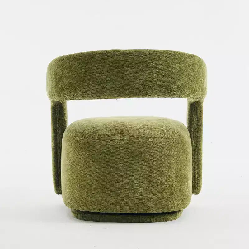 Modern Swivel Accent Chair with Curved Backrest and Chenille Upholstery