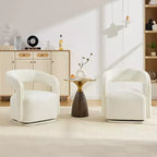 Modern Swivel Accent Chair with Curved Backrest and Chenille Upholstery