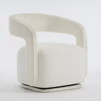 Modern Swivel Accent Chair with Curved Backrest and Chenille Upholstery