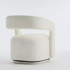 Modern Swivel Accent Chair with Curved Backrest and Chenille Upholstery