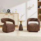 Modern Swivel Accent Chair with Curved Backrest and Chenille Upholstery