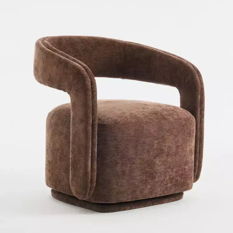 Modern Swivel Accent Chair with Curved Backrest and Chenille Upholstery