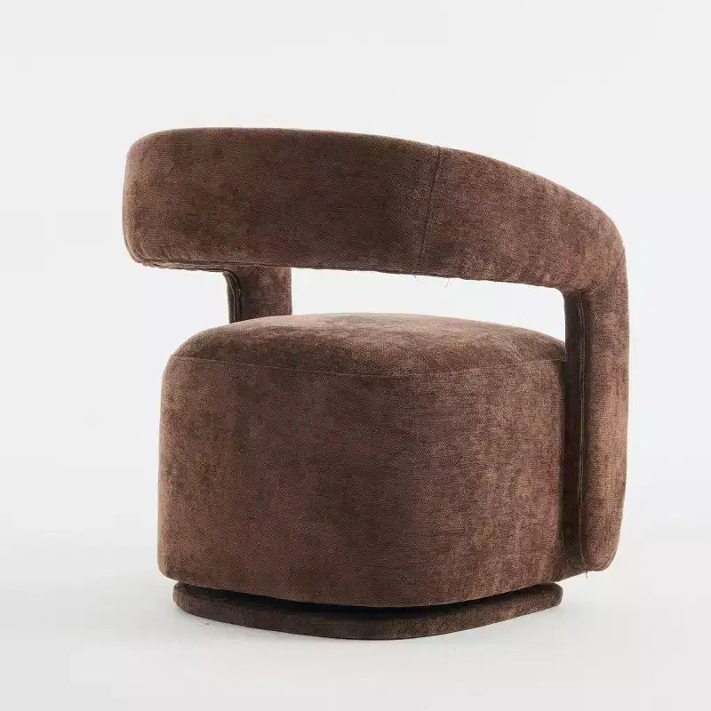 Modern Swivel Accent Chair with Curved Backrest and Chenille Upholstery
