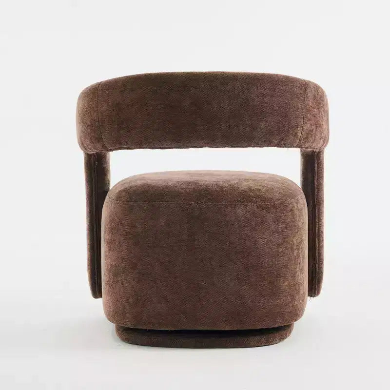 Modern Swivel Accent Chair with Curved Backrest and Chenille Upholstery