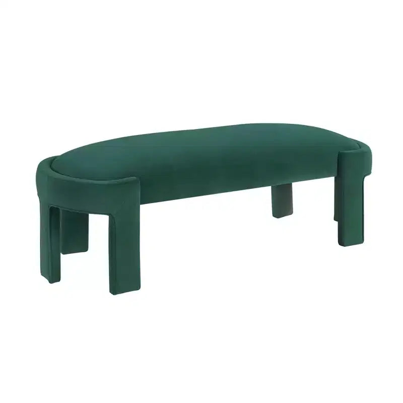 54" Oval Velvet Upholstered Bench with Plywood Frame
