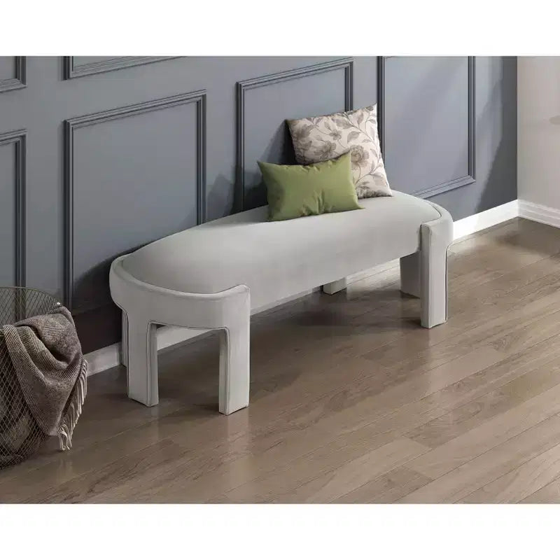 54" Oval Velvet Upholstered Bench with Plywood Frame