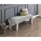 54" Oval Velvet Upholstered Bench with Plywood Frame