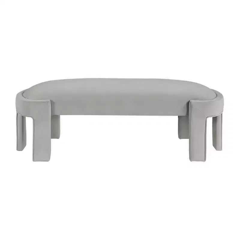 54" Oval Velvet Upholstered Bench with Plywood Frame