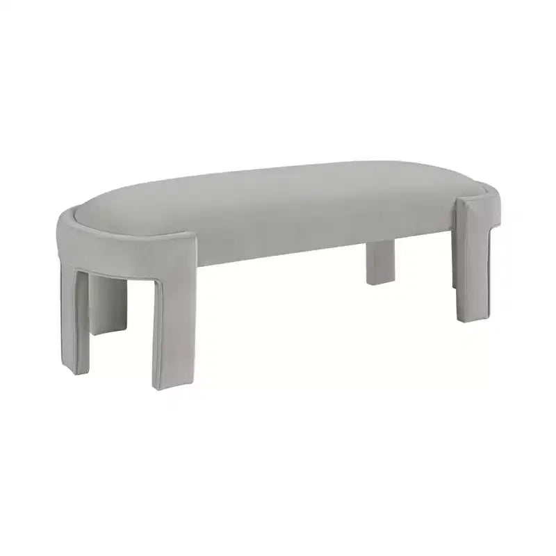 54" Oval Velvet Upholstered Bench with Plywood Frame