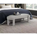 54" Oval Velvet Upholstered Bench with Plywood Frame