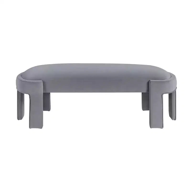 54" Oval Velvet Upholstered Bench with Plywood Frame