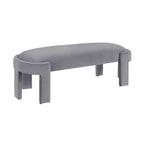 54" Oval Velvet Upholstered Bench with Plywood Frame