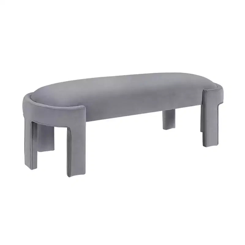54" Oval Velvet Upholstered Bench with Plywood Frame