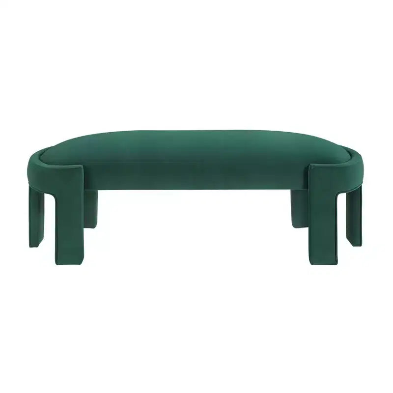 54" Oval Velvet Upholstered Bench with Plywood Frame