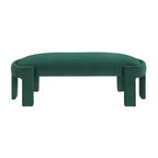 54" Oval Velvet Upholstered Bench with Plywood Frame