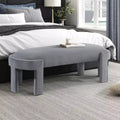 54" Oval Velvet Upholstered Bench with Plywood Frame