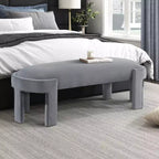 54" Oval Velvet Upholstered Bench with Plywood Frame