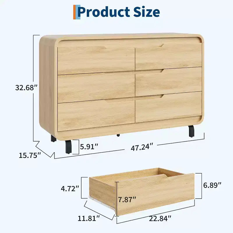 6-Drawer Dresser with Wide Storage, 47 Inch