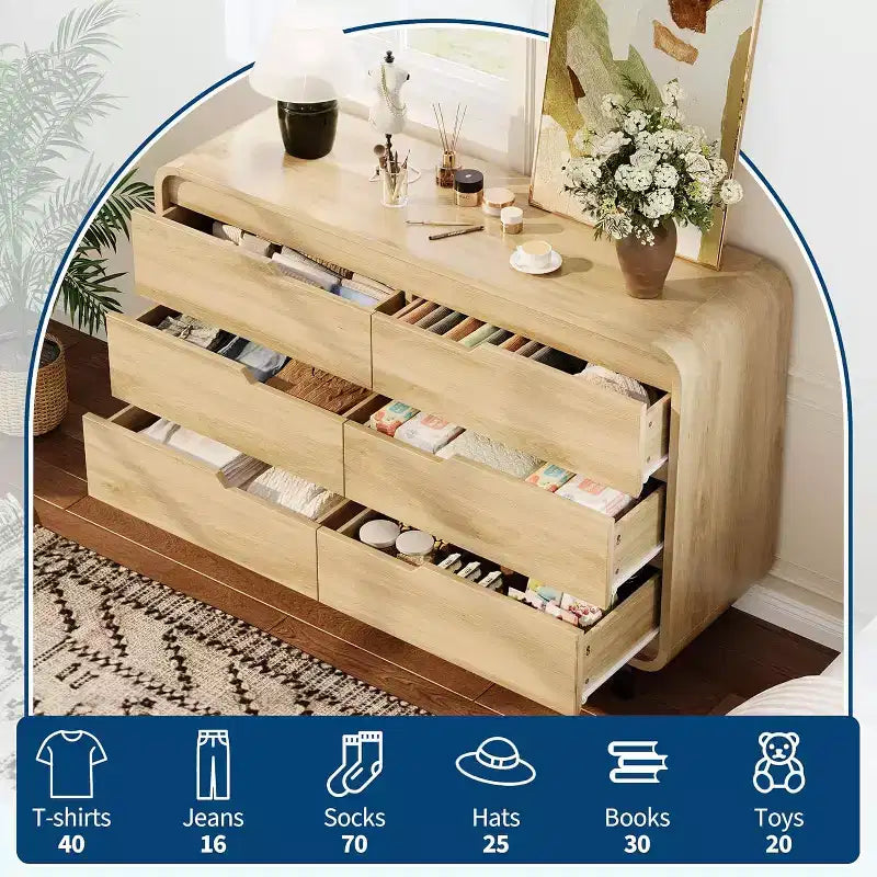 6-Drawer Dresser with Wide Storage, 47 Inch