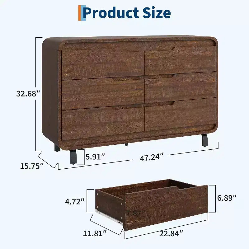 6-Drawer Dresser with Wide Storage, 47 Inch
