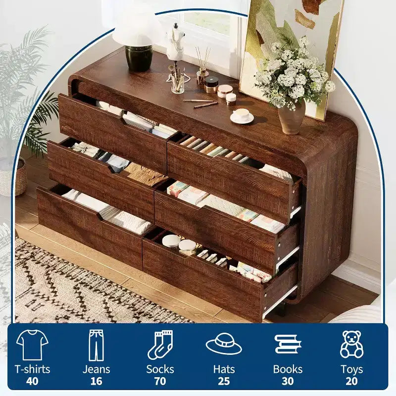 6-Drawer Dresser with Wide Storage, 47 Inch