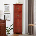 4-Tier Corner Kitchen Pantry, Corner 8-Door Tall Storage Cabinet with Adjustable Shelves, Home Farmhouse Bookshelf Cabinet for Living Room