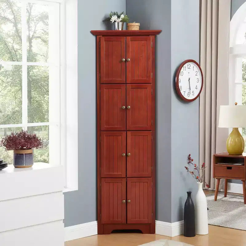 Corner Storage Cabinet with 8 Doors and Adjustable Shelves