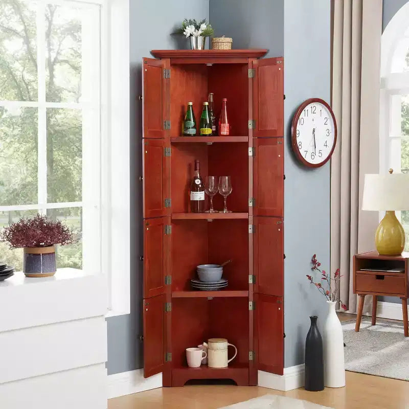 Corner Storage Cabinet with 8 Doors and Adjustable Shelves