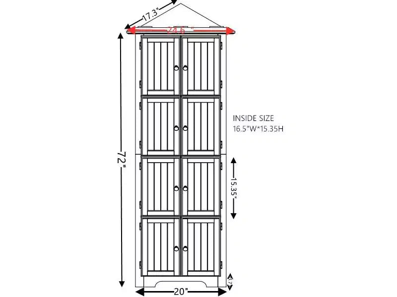 Corner Storage Cabinet with 8 Doors and Adjustable Shelves