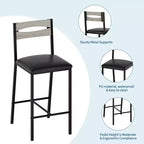 3-Piece Kitchen Table Set with Storage Shelves & 2 Upholstered Chairs - Iron and Wood Dining Table for Small Spaces, Apartments, Condos