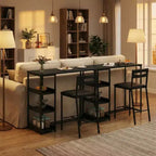 3-Piece Kitchen Table Set with Storage Shelves & 2 Upholstered Chairs - Iron and Wood Dining Table for Small Spaces, Apartments, Condos