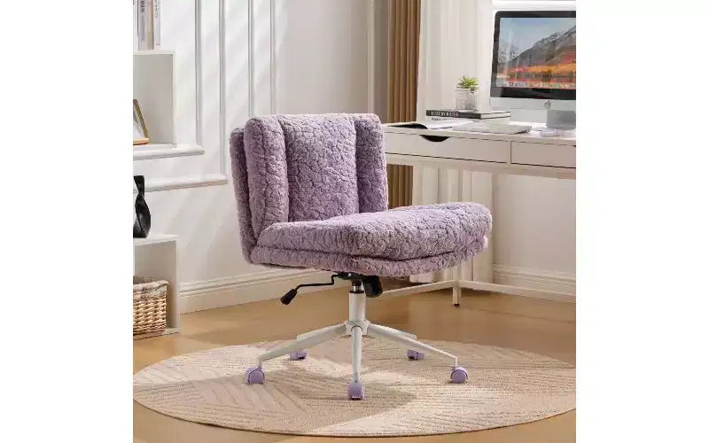 Plush Faux Alpaca Ergonomic Office Chair with Wide Seat and Swivel Base