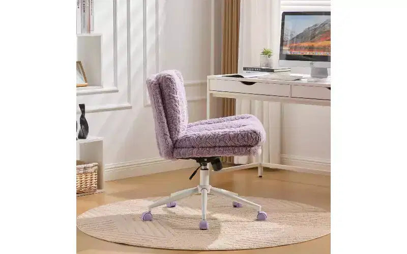 Plush Faux Alpaca Ergonomic Office Chair with Wide Seat and Swivel Base