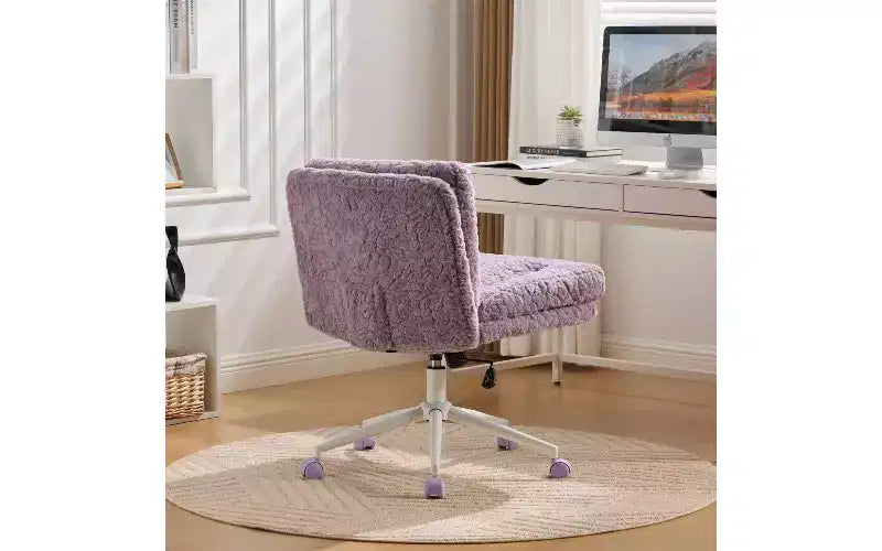 Plush Faux Alpaca Ergonomic Office Chair with Wide Seat and Swivel Base