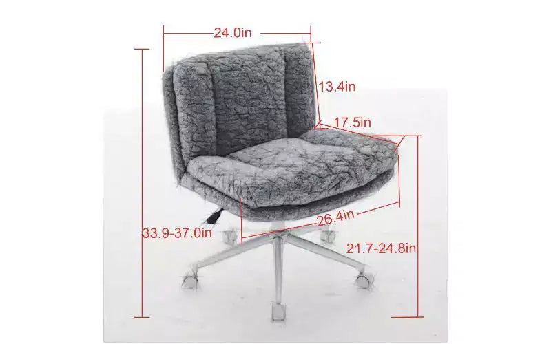 Plush Faux Alpaca Ergonomic Office Chair with Wide Seat and Swivel Base
