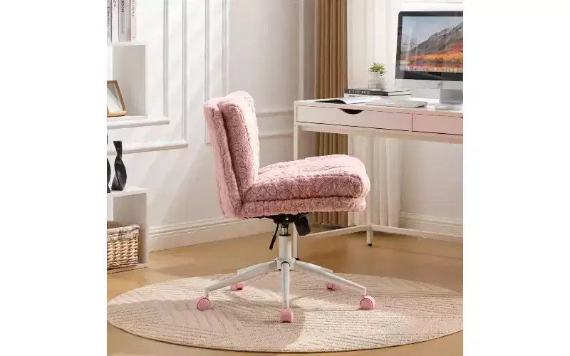 Plush Faux Alpaca Ergonomic Office Chair with Wide Seat and Swivel Base