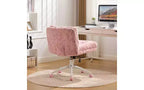 Plush Faux Alpaca Ergonomic Office Chair with Wide Seat and Swivel Base