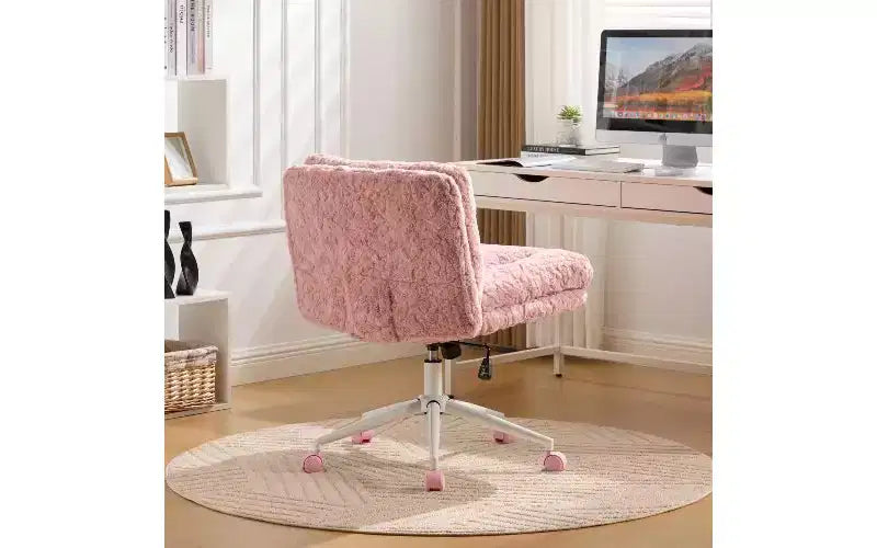 Plush Faux Alpaca Ergonomic Office Chair with Wide Seat and Swivel Base