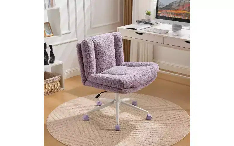 Plush Faux Alpaca Ergonomic Office Chair with Wide Seat and Swivel Base