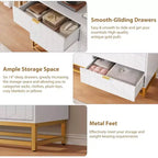 6-Drawer Double Dresser with Gold Handles and Extended Top Surface