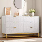 6-Drawer Double Dresser with Gold Handles and Extended Top Surface