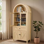 71.65" Vintage Arch Kitchen Pantry Cabinet with Adjustable Shelves