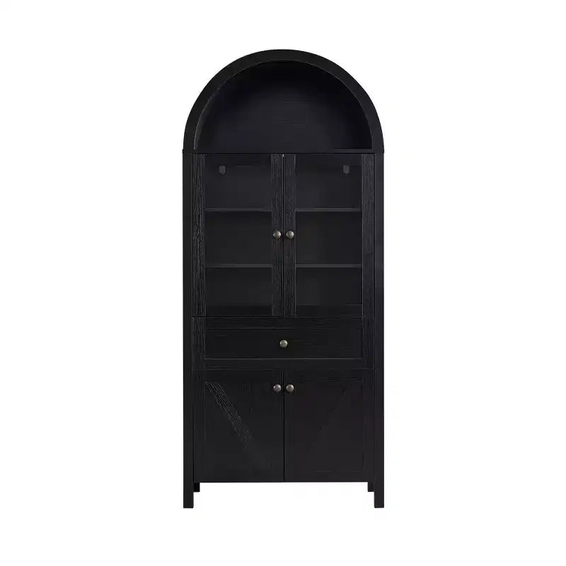 71.65" Vintage Arch Kitchen Pantry Cabinet with Adjustable Shelves