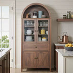 71.65" Vintage Arch Kitchen Pantry Cabinet with Adjustable Shelves