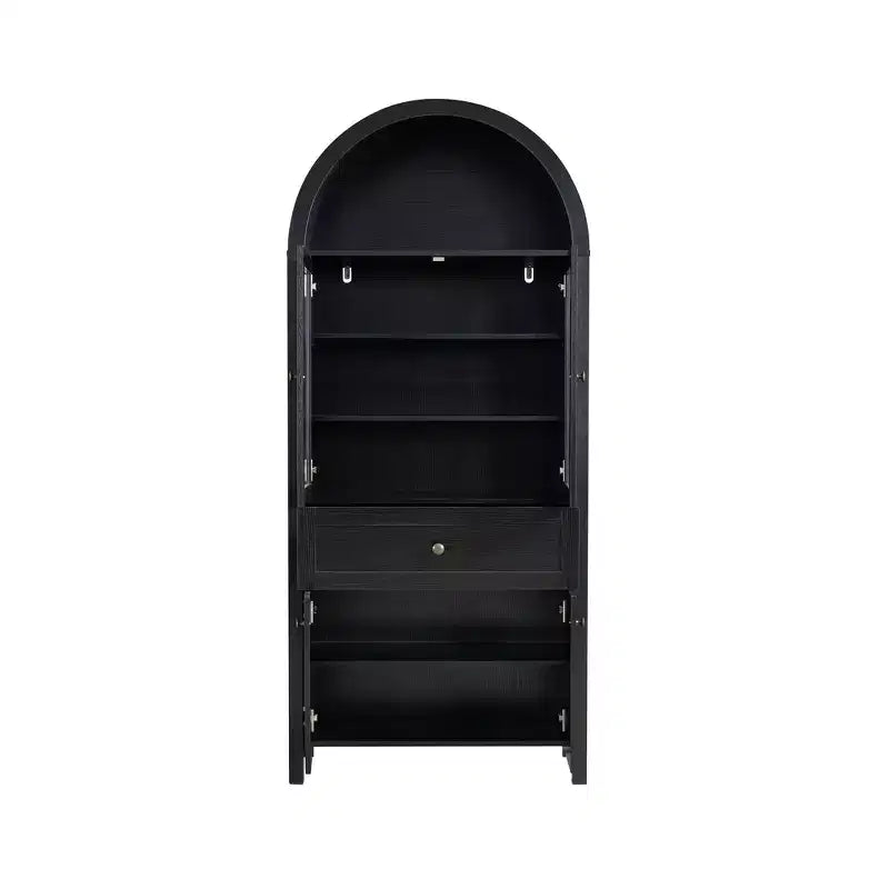 71.65" Vintage Arch Kitchen Pantry Cabinet with Adjustable Shelves