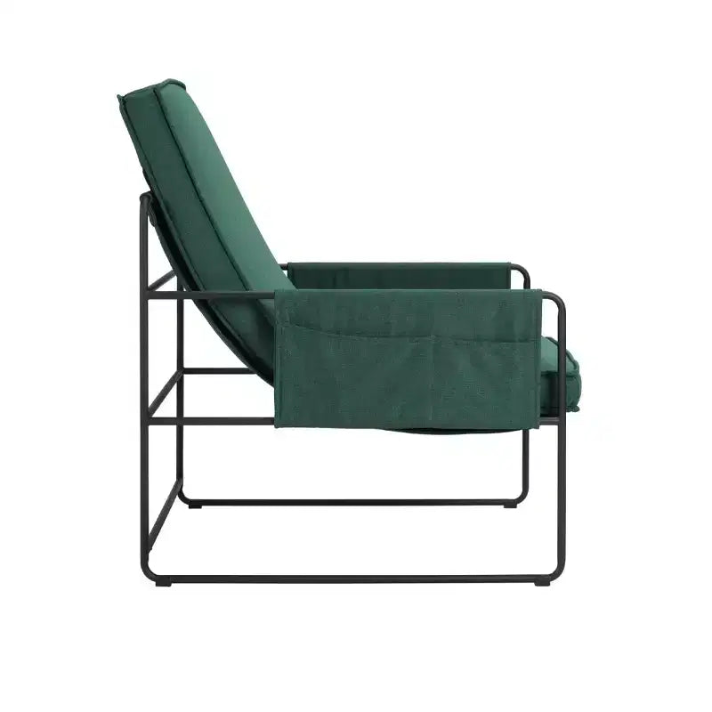 Green Accent Chair with Removable Cushion