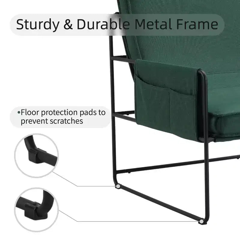 Green Accent Chair with Removable Cushion
