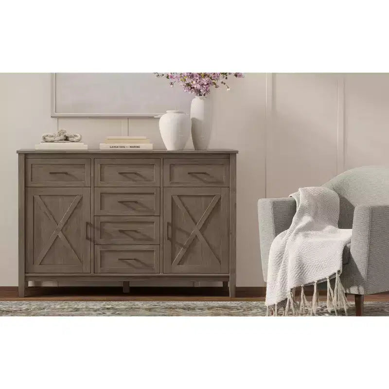 54-Inch Transitional Sideboard Buffet in Smoky Brown