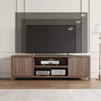 TV Stand with Fluted Doors and 2-Tier Storage for TVs up to 75 Inches