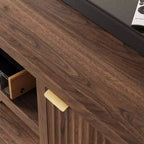 TV Stand with Fluted Doors and 2-Tier Storage for TVs up to 75 Inches